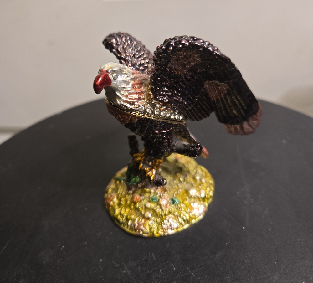 Elegant Bald Eagle Jeweled Trinket Box Objet d'art Release #20 "Majesty"